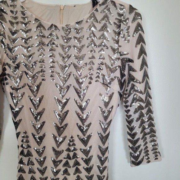 Lulus Womens sz Small Sequin Bodycon Dress - Shine on Me Nude NWOT - Picture 8 of 13